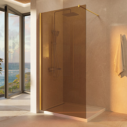 Душевая перегородка Walk-In VSW-1H100GSG, 1000*2000, брашированное золото, стекло янтарь, , шт
