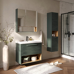 Пенал подвесной Gleam 36 с корзиной, зеленый камень/дуб вотан