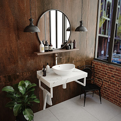 Corpa Nera Grossi/Гросси столешница 80 под раковину керамогранит, белый мрамор