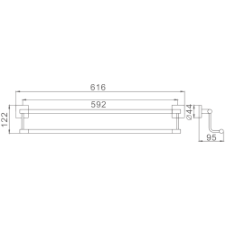 Держатель для полотенец, двойной 600 мм, хром HB8609