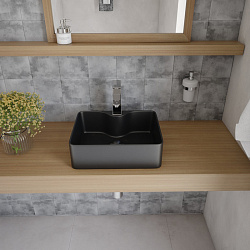 Corpa Nera Grossi/Гросси 41 раковина накладная с полочкой под смеситель, черный матовый