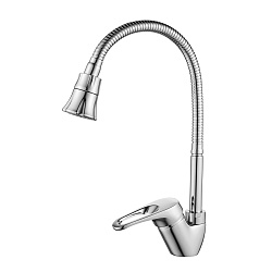 Смеситель для кухни с гибким изливом, 2 режима, высота излива 19 см, длина 17 см, латунь/хром