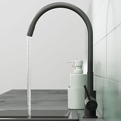 Смеситель для кухни с гибким изливом Pragma Oklem, матовый черный, OKL7.B1JS.023