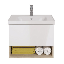 DREJA.eco Тумба PERFECTO 70 см, подвесная, 1 ящик, дуб эврика/белый глянец (Grace 70)