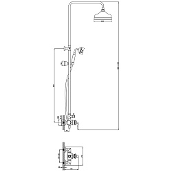 ВЫВОД BRAVA Душевая система с верхним душем Ø20,4 см, регулируемая высота 1~1,5м, латунь/золото