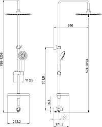 Душ/гарнитур LEMARK б/смес.c верх.душ.лейкой "Тропический дождь" ø300 мм и 5-функц. лейкой LM8802C