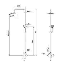 Смеситель с верхним душем и изливом, Helic, IDDIS, HELSB1FM06