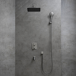 BRONX Встраиваемый термостатический смеситель с верхним душем 30х30 см, 3-х режимной лейкой для душа