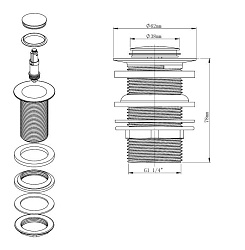 Слив-перелив для ванны клик-клак DU-OV, , шт