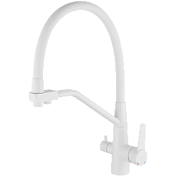 Смеситель для кухни с подключением фильтра, гибкий излив, нержавеющая сталь, белый HB76822-8