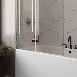 Corpa Nera Allegri/Аллегри Шторка на ванну 100х140, прозрачное стекло, профиль- хром