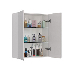 Шкаф зеркальный Lemark UNIVERSAL 70х80 см 2-х дверный, цвет корпуса: Белый глянец