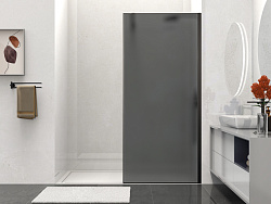 Душевая перегородка Walk-In VSW-1HS100GFB, 1000*2000, черный матовый, стекло матовое тонированное, ,