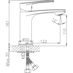 Смеситель для раковины, латунь, хром HB10587