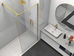 Душевая перегородка Walk-In VSW-1HS900CLG, 900*2000, брашированное золото, стекло прозрачное, , шт