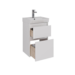 Тумба Lemark COMBI 45 см под 1 раковину, подвесная/напольная, 2 ящика, цвет корпуса, фасада: Белый г