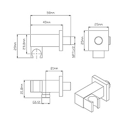 Держатель ручного душа VSC-41MB с подводом воды, черный, , шт