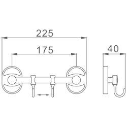 Крючок двойной, хром HB1915-2