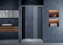 Душевая дверь Alpha VDS-3AL130CLGM, 1300, вороненая сталь, стекло прозрачное, , шт