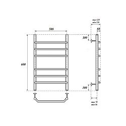 Полотенцесушитель водяной Point Венера PN07156 П6 500x600, хром