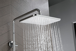 TROPIK Душевая система с верхним душем 29х19 см и поворотным изливом, латунь/хром/белый, LM7013C