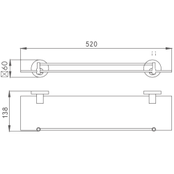 Полка стеклянная 1- ярус, хром HB9007