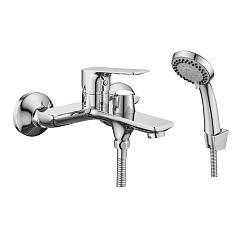 Смеситель для ванны с коротким изливом, поворотный переключатель,5-ти реж.лейка, латунь/хром,RS27-30