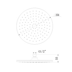 Лейка душевая верхняя, круглая, Ø25,6см, пластик/хром/белый, блистер