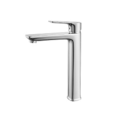 Смеситель для раковины, высокий, монолитный, высота излива 23 см, длина 16 см, латунь/хром