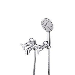 plus SPIRIT Смеситель для ванны с корот изливом, двуручковый, поворотный переключатель, латунь/хром