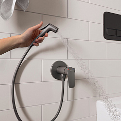 Встраиваемый смеситель с гигиеническим душем, графит, Rora, Milardo, RORGMR0M08