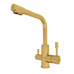 ВЫВОД EXPERT Смеситель для кухни с подключением к фильтру питьевой воды, нерж. сталь/золото