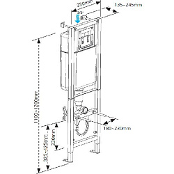 Выво Инсталляция BLACK 35 для унитаза механическая кнопка LEON пластик хром глянцевый