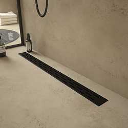 Corpa Nera Grossi/Гросси душевой трап 80 см с гидрозатвором, решетка из нержавеющей стали, черный