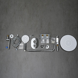 ORTUS Встраиваемый смеситель с верхним душем Ø25 см и 4-х реж.лейкой для душа, латунь/хром, LM11322C