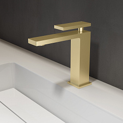 Смеситель для раковины Dice VBF-2DS1BG однорычажный, брашированное золото, , шт