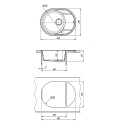 LACHA 620 Мойка кухонная из кварцгранита цвет: жасмин  комплектация: крепеж, сливная арматура с пере