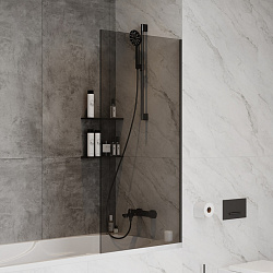 Corpa Nera Bertoni/Бертони Шторка на ванну 70х140,тонированное стекло,профиль- черный матовый