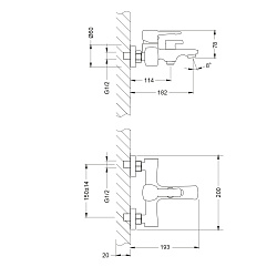 EVITTA Смеситель для ванны с коротким изливом, поворотный переключатель, латунь/хром