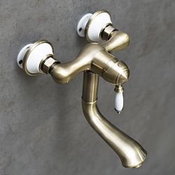 VILLA Смеситель для раковины, настенный, бронза