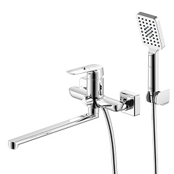 Смеситель универсальный с плоским изливом 35 см, поворотный переключатель, 3-х реж.лейка, RS46-32