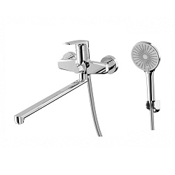 Смеситель универсальный для ванны с поворотным изливом 380 мм, хром