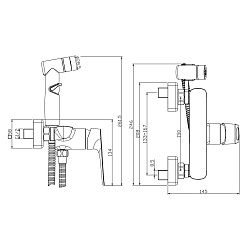 Смеситель с гигиеническим душем, латунь/хром, RS46-52