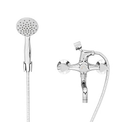 Aringa Арно смеситель с длинным круглым изливом для ванны и душа с аксессуарами, хром