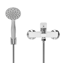 Aringa Рейн смеситель для ванны и душа с аксессуарами, белый