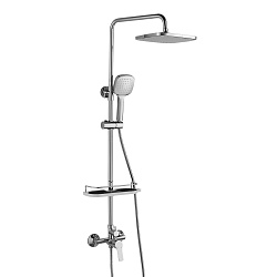 Душевая система с верхним душем 23х23 см, регулируемая высота 0,9~1,6м, латунь/хром