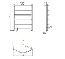 Aringa Бро полотенцесушитель водяной 80*50, хром