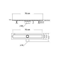 Душевой лоток SAY OPTIMA 601.70.P.BLOK, 70 см, хром, , шт