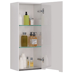 Полупенал Lemark BUNO 35 см подвесной, 1 дверный, правый, цвет планки: Серый, цвет корпуса, фасада: