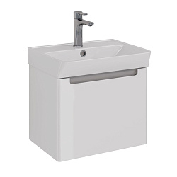 Тумба Lemark BUNO MINI 50 см под 1 раковину, подвесная, 1 ящик, цвет планки: Серый, цвет корпуса, фа